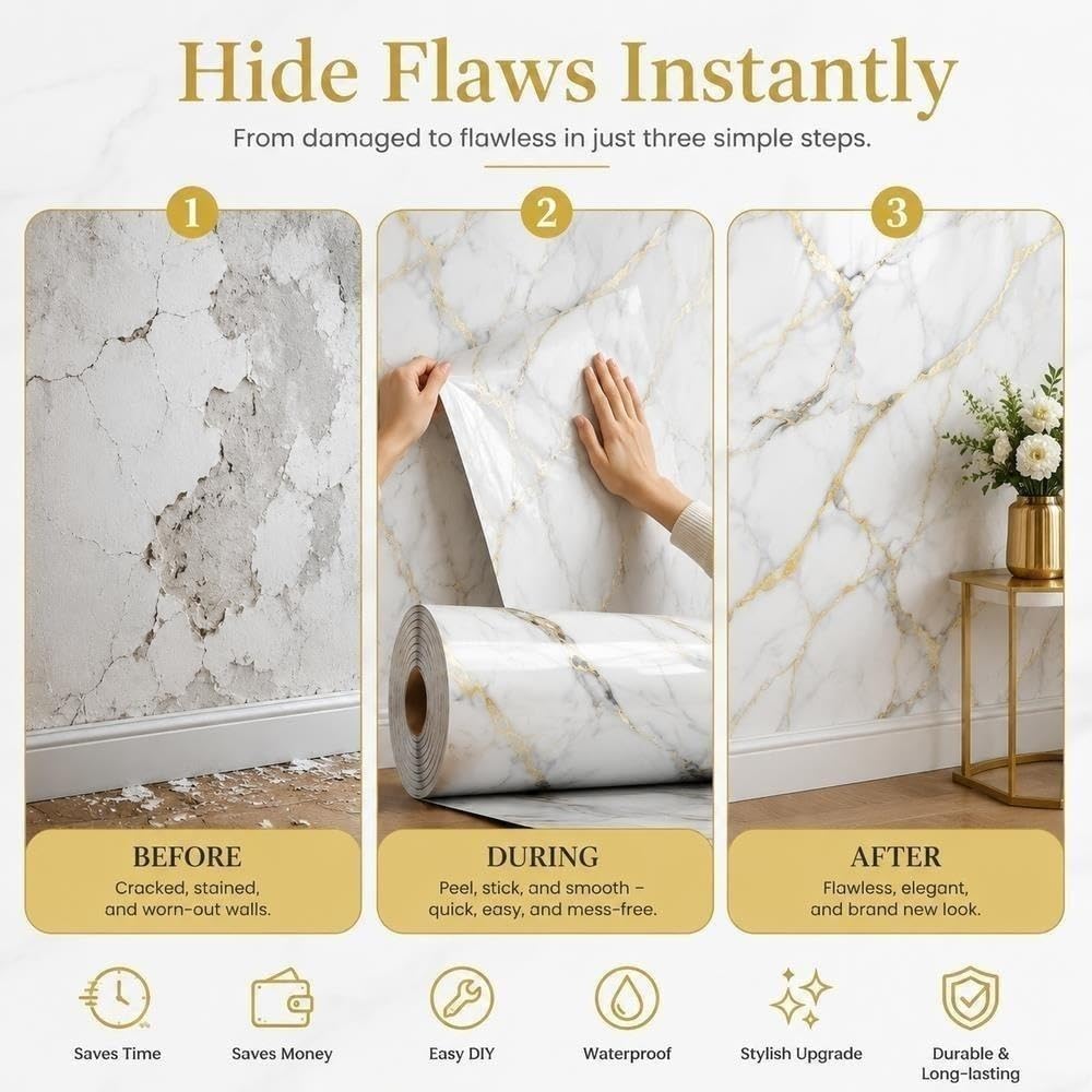 Peel and Stick Stone Vein Wall Panels Waterproof Backsplash Tile