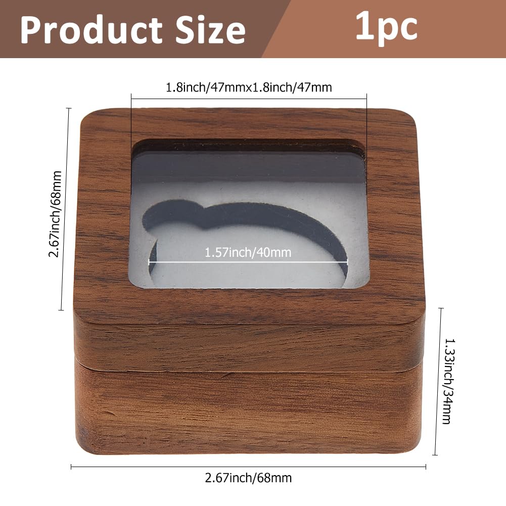 SUPERFINDINGS Single Coins Storage Case Wood Challenge Coin Dispaly Case Coins Presentation Box with Beige Velvet 40mm Slot Coins Holder with Acrylic Clear Window for Collection - Image 2