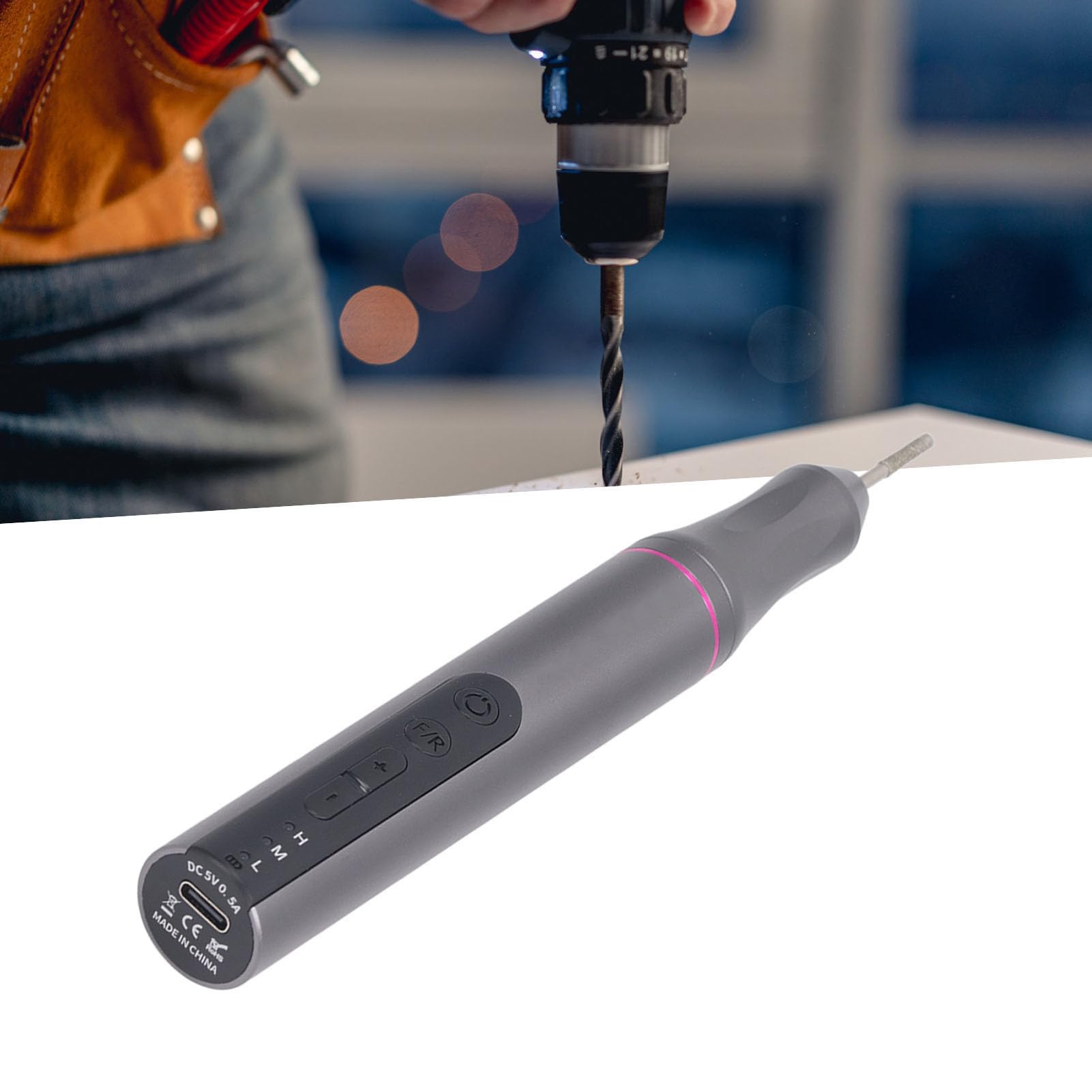Penna per Lucidatura Elettrica, 6000-20000 RPM Lega di Alluminio LED Levigatrice Rotativa Senza Fili Alte Prestazioni Basso Rumore 650mAh Regolazione multi-velocità per Fai Te