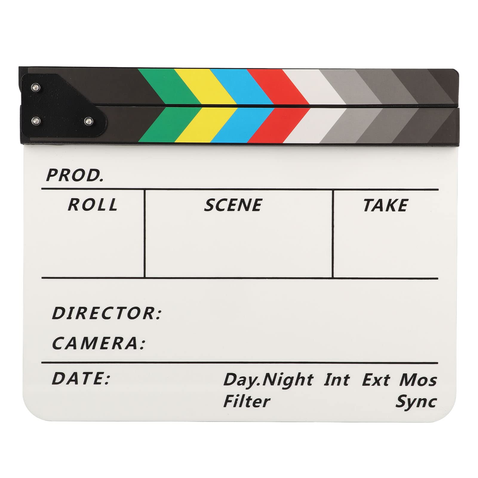 Rekwizyty Filmowe Clapboard, Clapboard Filmowy Wyraźny Dźwięk Kolorowy Przenośny, Akrylowy Dyrektor Filmowy Clapper Board z gumką do Rysowania Seriali Telewizyjnych