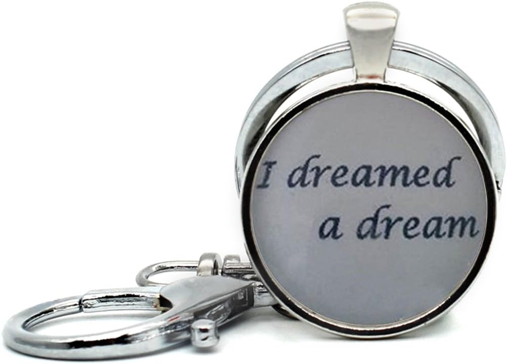Keychain Round Pendant Les Miserables Necklace,I Dreamed a Dream Quote Glass Cabochon Key Rings Stainless Steel Metal Handmade Charm Pendants