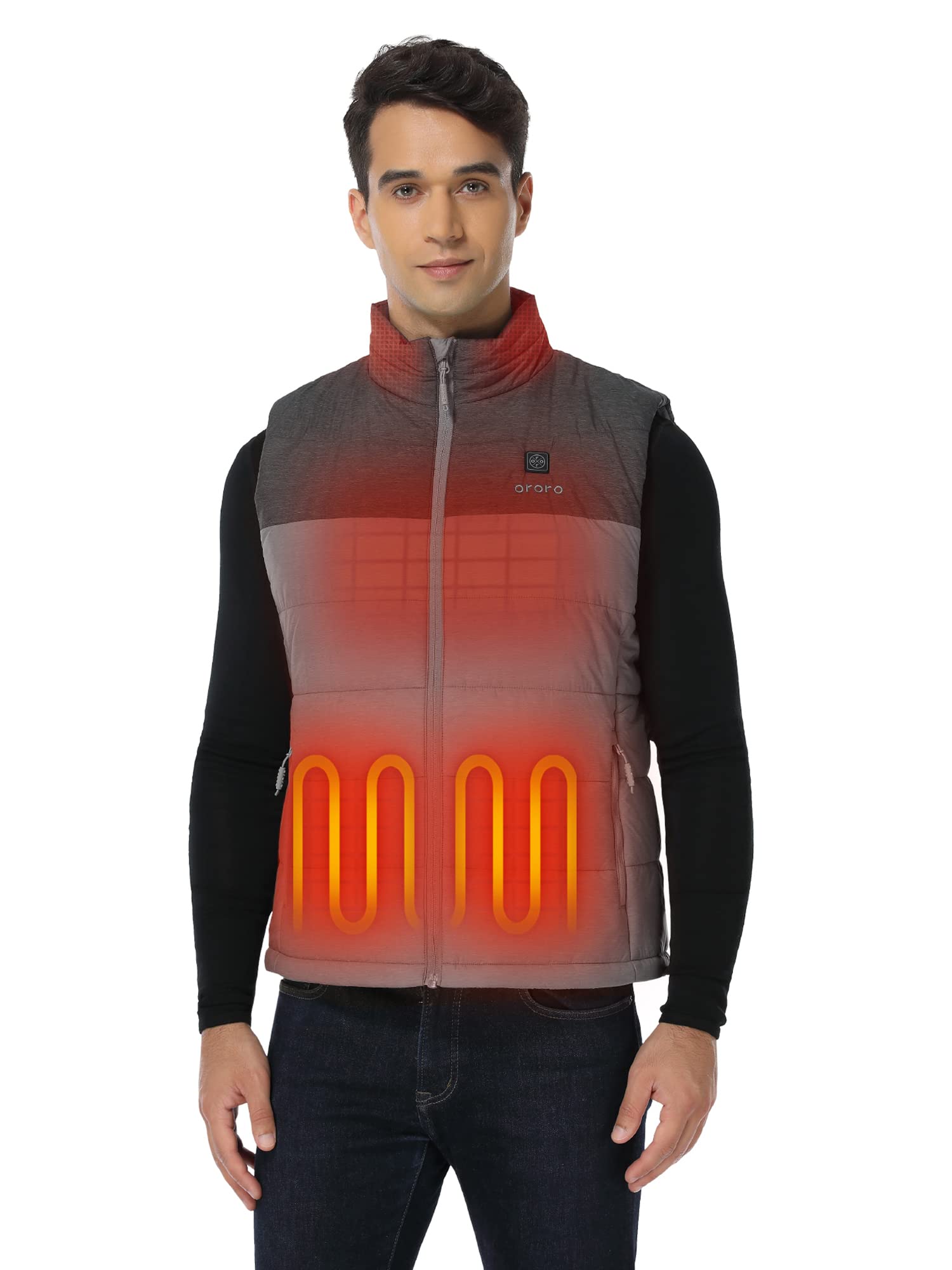 ORORO Men's Heated Gilet with Power Bank, Heated Vest Men Up to 10 Hours of Warmth (Flecking Grey,XXL)