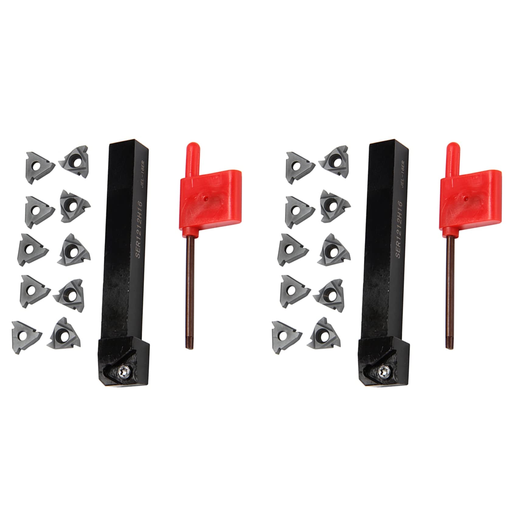 Jnchdghwa Black 2Pc Ser1212h16 Cnc Boring Bar Holder +20Pcs 16Er Ag60 Turning Inserts With Wrench For Lathe Turning Tool Set