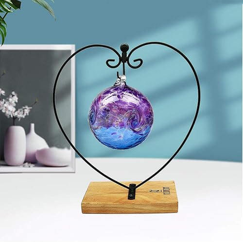 Miniatura 9 de Soporte de exhibición de adornos de metal, soporte de hierro para colgar terrarioimagen de vidrio (base de madera en forma de G, negro)