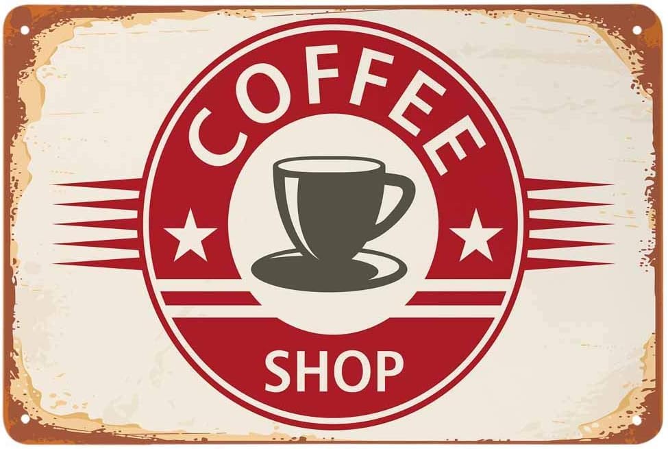 AJIYBN Plaque De Café Vintage – Décoration Murale En Métal – 20,3