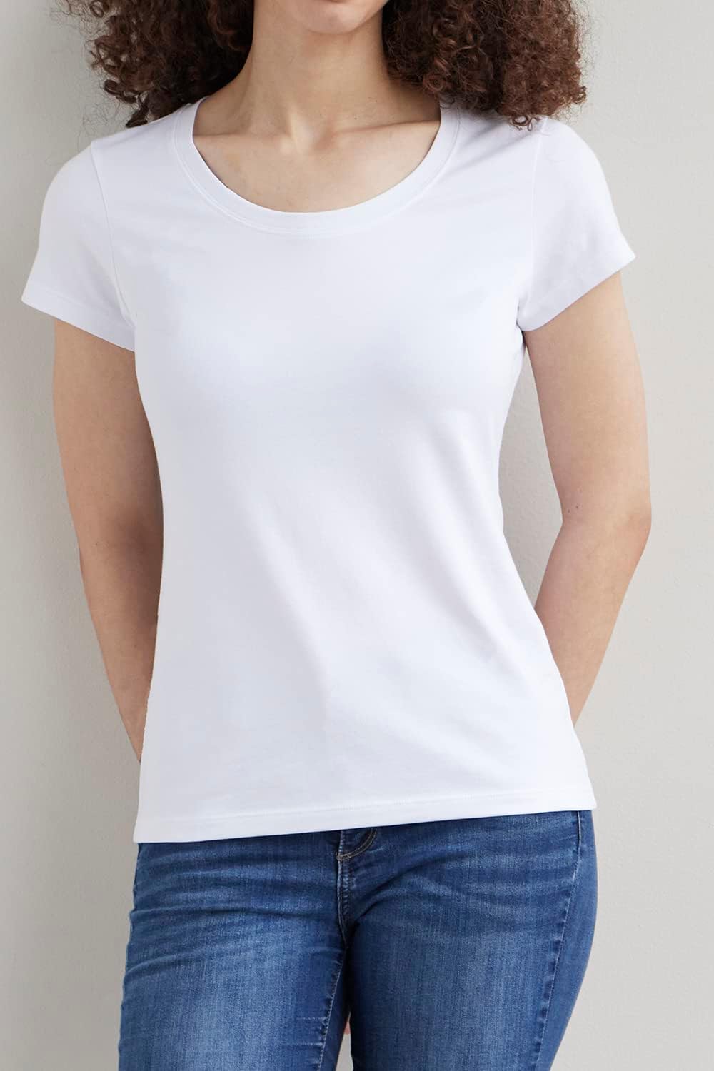 Fair Indigo Women's Organic Pima Cotton Short Sleeve Slim Fit Scoop Neck Tee - Image 5