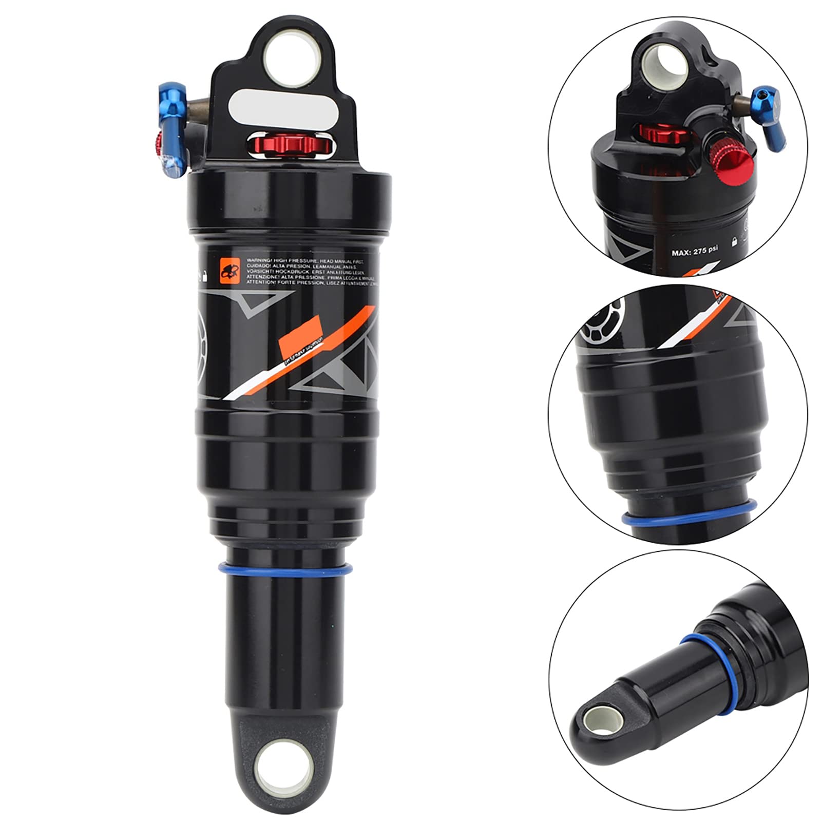 Mountainbike-Stoßdämpfer, Luftdruck Einstellbar mit Rückprall- und Dämpfungskontrolle, für -Fahrradzubehör 165 Mm, 190 Mm, 200 (165MM)