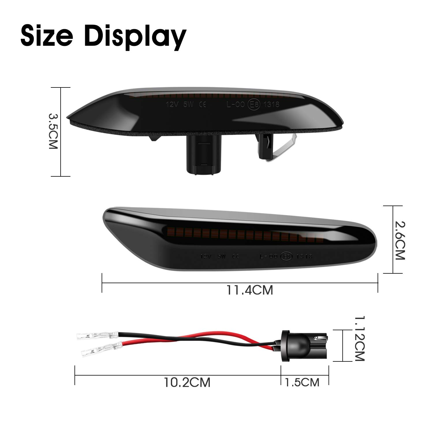 POPMOTORZ LED dynamische richtingaanwijzer, 2Pcs LED richtingaanwijzers 4014 SMD met Canbus foutloos zijlicht voor BMW 1-serie E81 E82 E87 E88 3-serie E36 E46 E90 E91 E92 E93 5-serie E60 E61 X1 E84