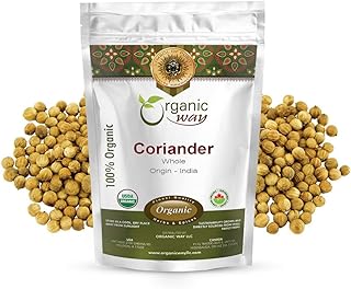 Organic Way Premium Coriander Whole (Coriandrum sativum) - Adds Flavour & Aroma | Organic & Kosher Certified | Vegan, Non ...