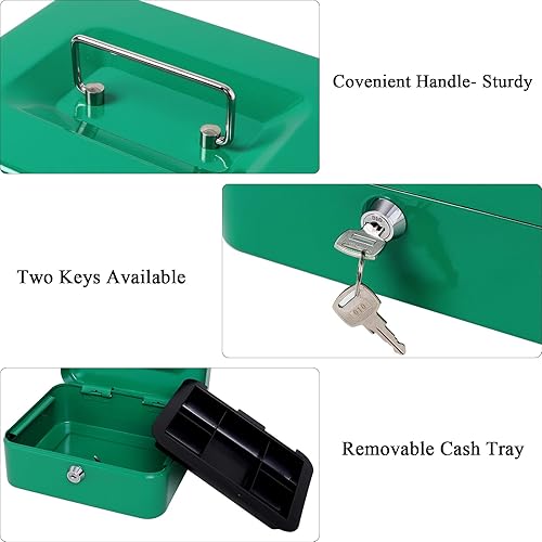 Vista 102 de Jssmst - Caja de dinero pequeña con bandeja, caja con bloqueo, Negro L