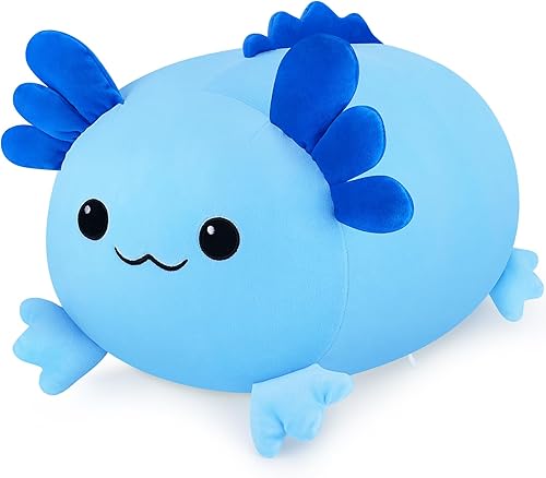 Auspicious beginning Axolotl - Juguetes de peluche de axolotl de 15.8 pulgadas, almohadas de felpa Kawaii con cara de gato, suaves muñecas de
