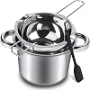 Double Boiler Pot Set, 600ml0.5QT Chocolate Melting Pot with 1.5QT 304 Stainless Steel Pot, Melting Pot with Silicone Spatula for Melting Chocolate, Candy, Candle, Soap, Wax