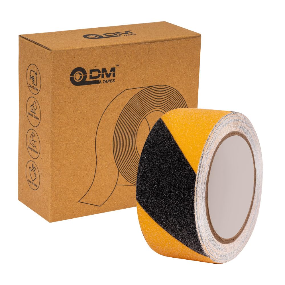 DM TAPES Anti Skid/AntiSlip (5 Mtr X 50mm) Yellow & Black Fall Resistant with PET Material and Solvent Acrylic Adhesive Tape for Slippery Floors, Staircase, Ramps, Indoor, Outdoor Use (B0D83P7CCF) Amazon Price History, Amazon Price Tracker