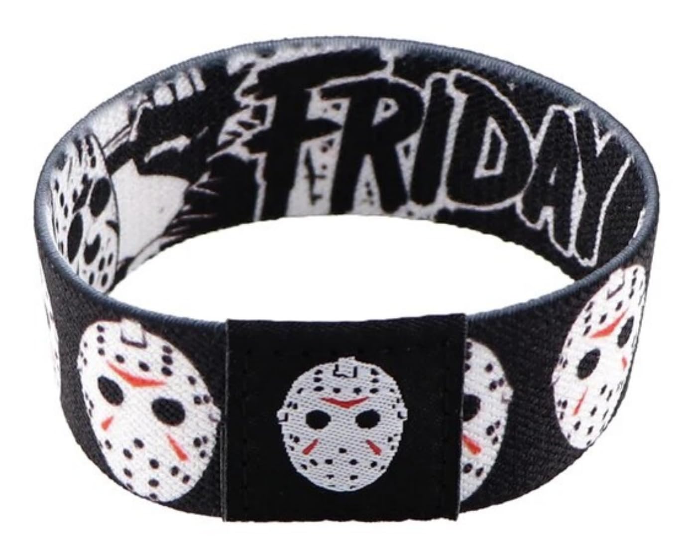 Jason Voorhees Mask Friday The 13th Classic Horror Movie Film Halloween 7.1" Reversible Stretch Wristband Wrist Band Bracelet Elastic Strap