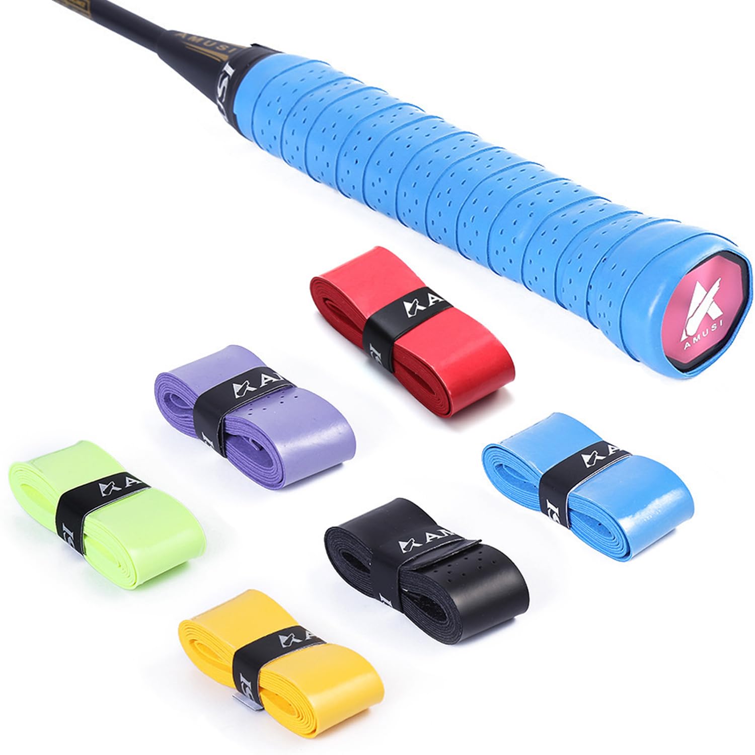 Ruban de Raquette Grip, 6 Pièces Raquette Overgrips Antidérapant, Ruban Adhésif pour Raquette de Tennis, Raquette Grip pour Tennis Raquette de Raquette de Pêche de Badminton Squash