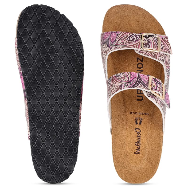 Image of WALKAROO Women's Fashion Sandals|Printed Dual Strap Design,Cushioned Insole, Lightweight PU Sole|Fashion,Trendy,Stylish Slip-On Comfort Sandals | WLE74035