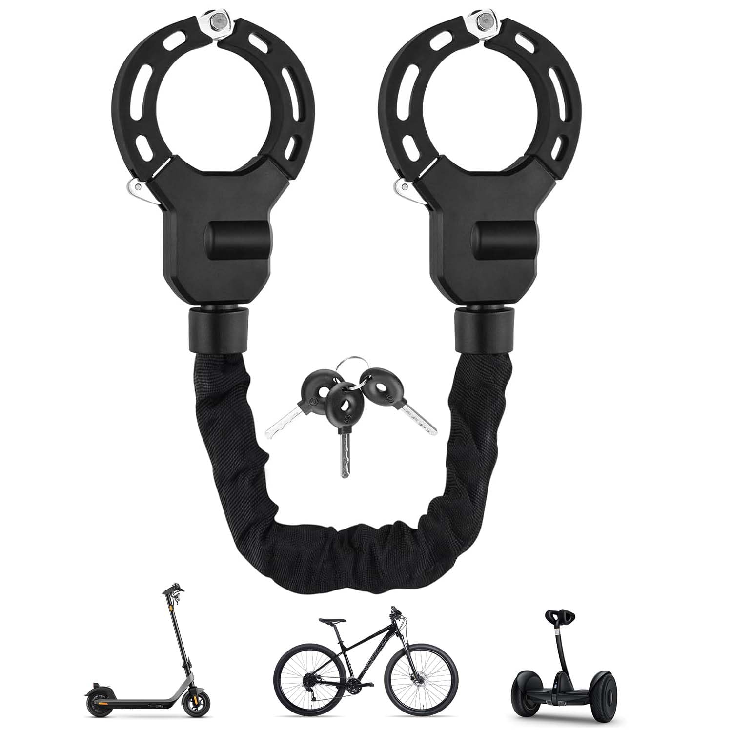 Antivol pour scooter E avec sac, serrure à menottes - Serrure de vélo - Haute sécurité - Pour scooter (cadenas à chaîne C)