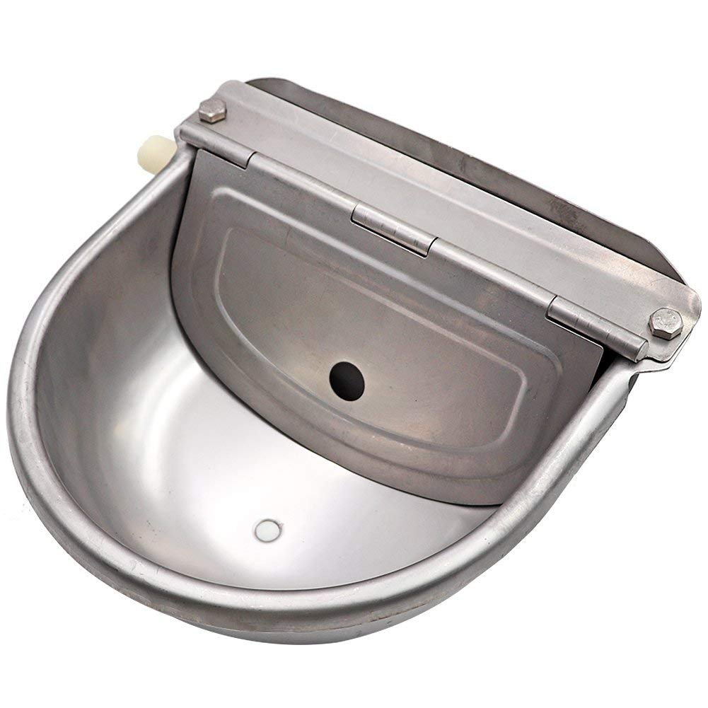 Farm & Ranch Stainless Steel Waterer Bowl with Scupper for Horse Dog Cattle Goat Sheep Pig Float Valve Water Trough Supplies