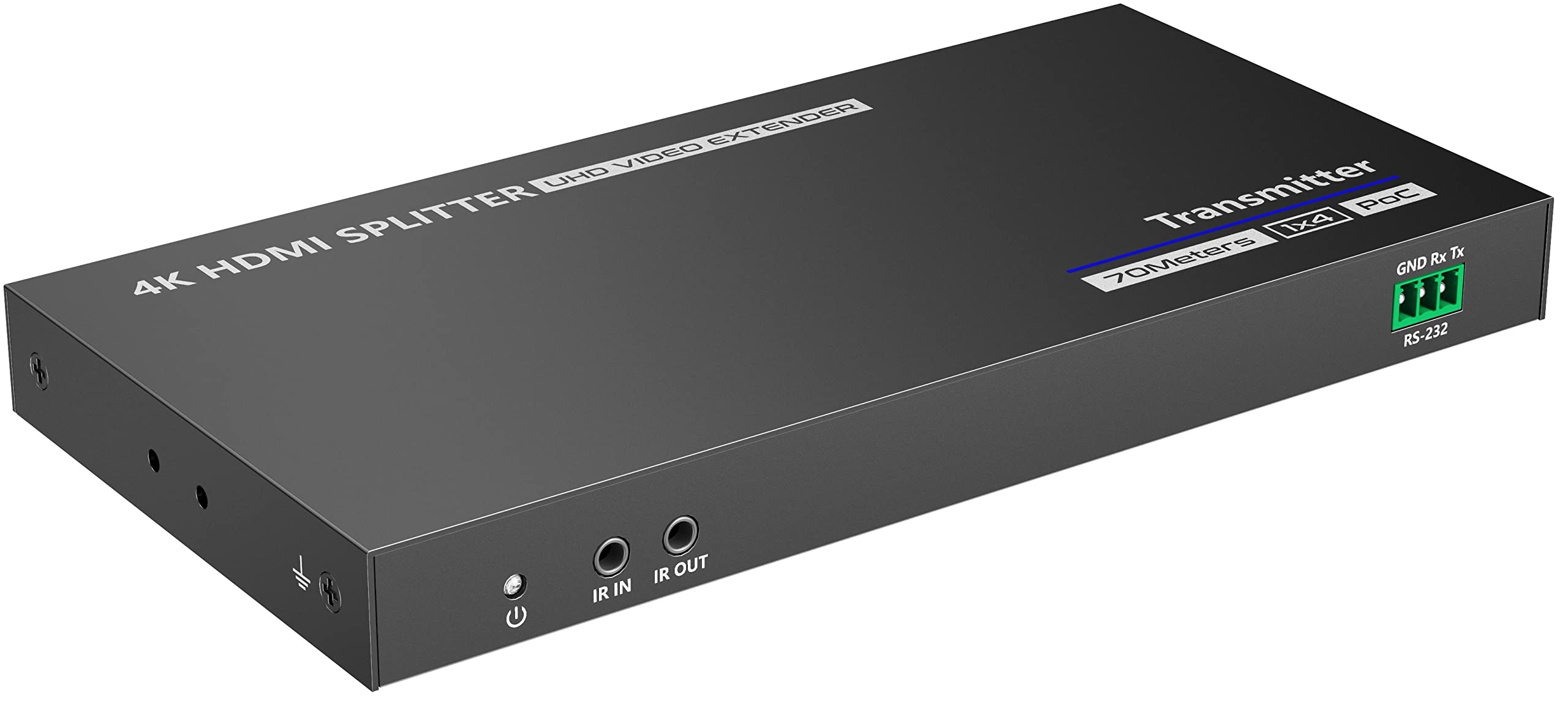 PremiumCord 4K HDMI 1-4 Splitter + Extensor vía Cat6/6a/7, Ultra HD 4K @ 30Hz a 70m, Carcasa Metálica, 2 Receptores con Fuente de Alimentación, Dolby TrueHD, 3D, EDID, CEC, HDCP2.2