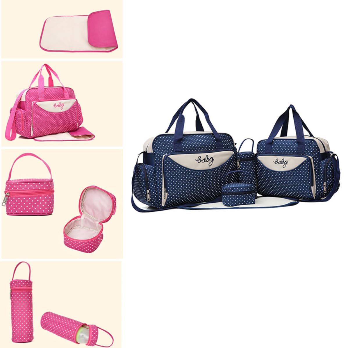 Operitacx Wickeltasche für Frauen mit Großem Fassungsvermögen, Blau, Stoff
