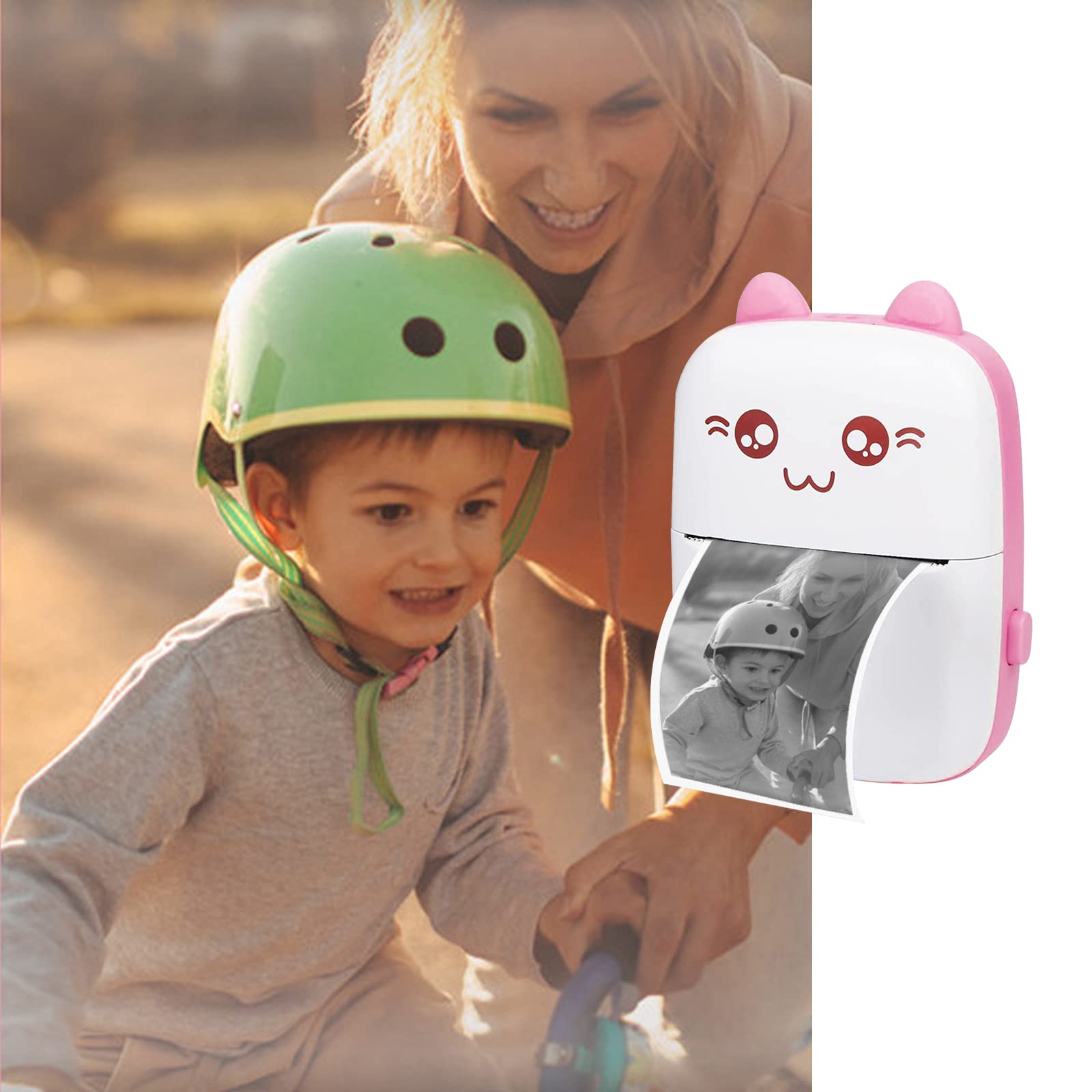 WANGCL Termiczna drukarka etykiet z ładowaniem USB, przenośna, bezprzewodowa drukarka fotograficzna Bluetooth, kompatybilna z systemem Android lub iOS, z 1 rolką papieru termicznego (różowa)