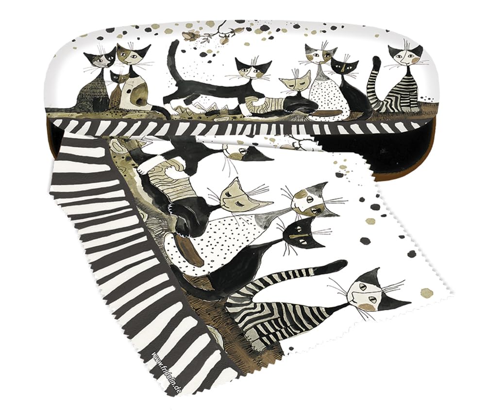 Fridolin Glasses Case Set Hard Case Cats Sepia Rosina Wachtmeister Glasses Case with Glasses Cleaning Cloth