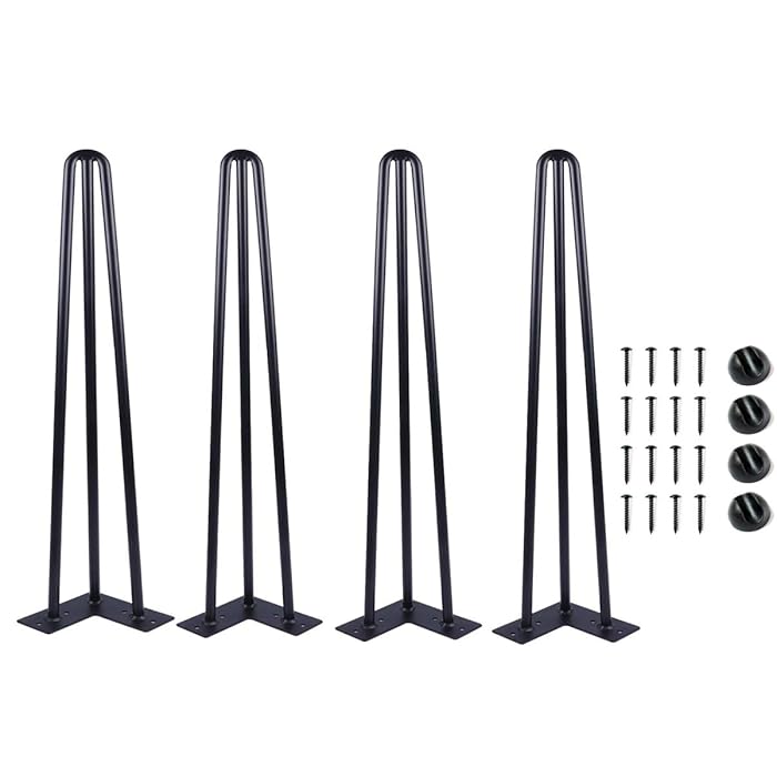 Buy AnRui Hairpin Table Legs 22 Inch Heavy Duty 3/8 Inch Satin Black
