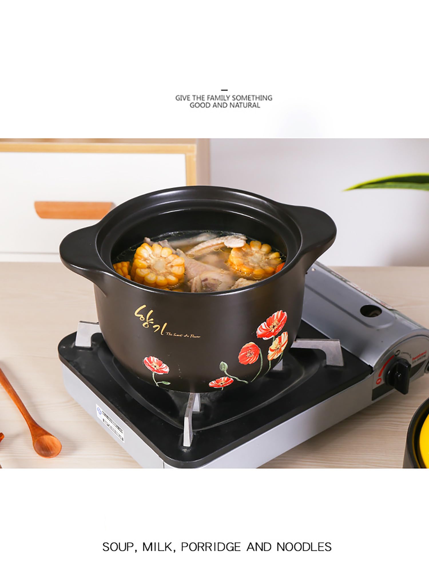 latas de cerámica, Tapa Olla Caliente for Estofado Chino, Sopa De Leche Arroz(5.5l)