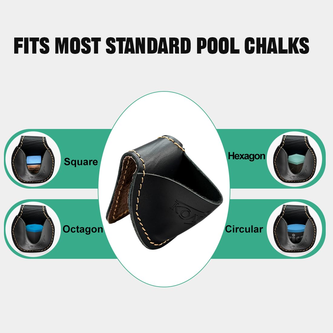 KONLLEN Billard Cuir Porte-Craie Sac Poche Snooker Piscine Accessoires