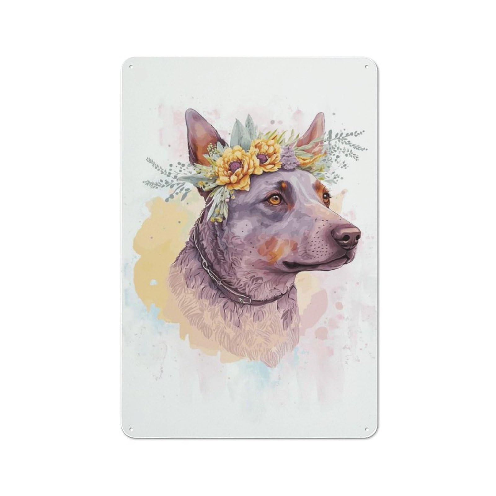 Junmoney Style-19 Australian Cattle Dog Art Vintage Tin Sign 30X20cm For Dining Room Or Kitchen, For Themed Interiors In Kitchens And Dining Spaces
