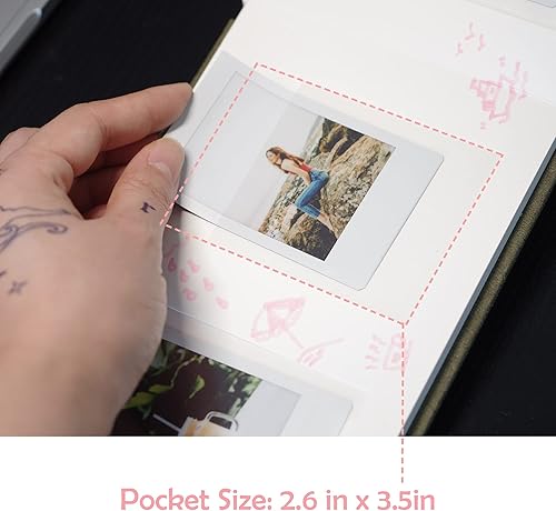 Miniatura 4 de Mini álbum de fotos de cuero vegano de 3 pulgadas con espacio de escritura, 52 bolsillos compatible con Fujifilm Instax Mini 11, 9, 8, 7s, 90, 70,