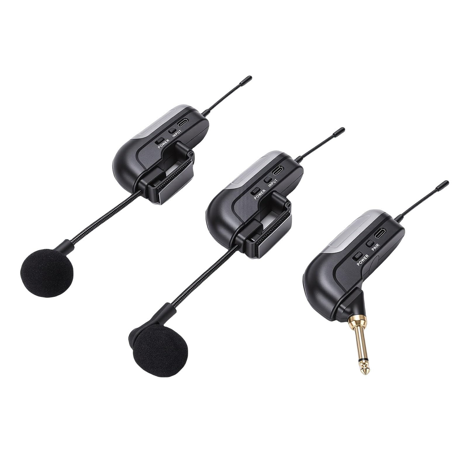 Drahtloses Dual-UHF-Akkordeonmikrofon, 360-Grad-Tonabnehmer-Instrumentenmikrofon mit 30 M Reichweite und 6 Stunden Akkulaufzeit, Ideal für Akkordeon, Akkordeon-Funkmikrofon