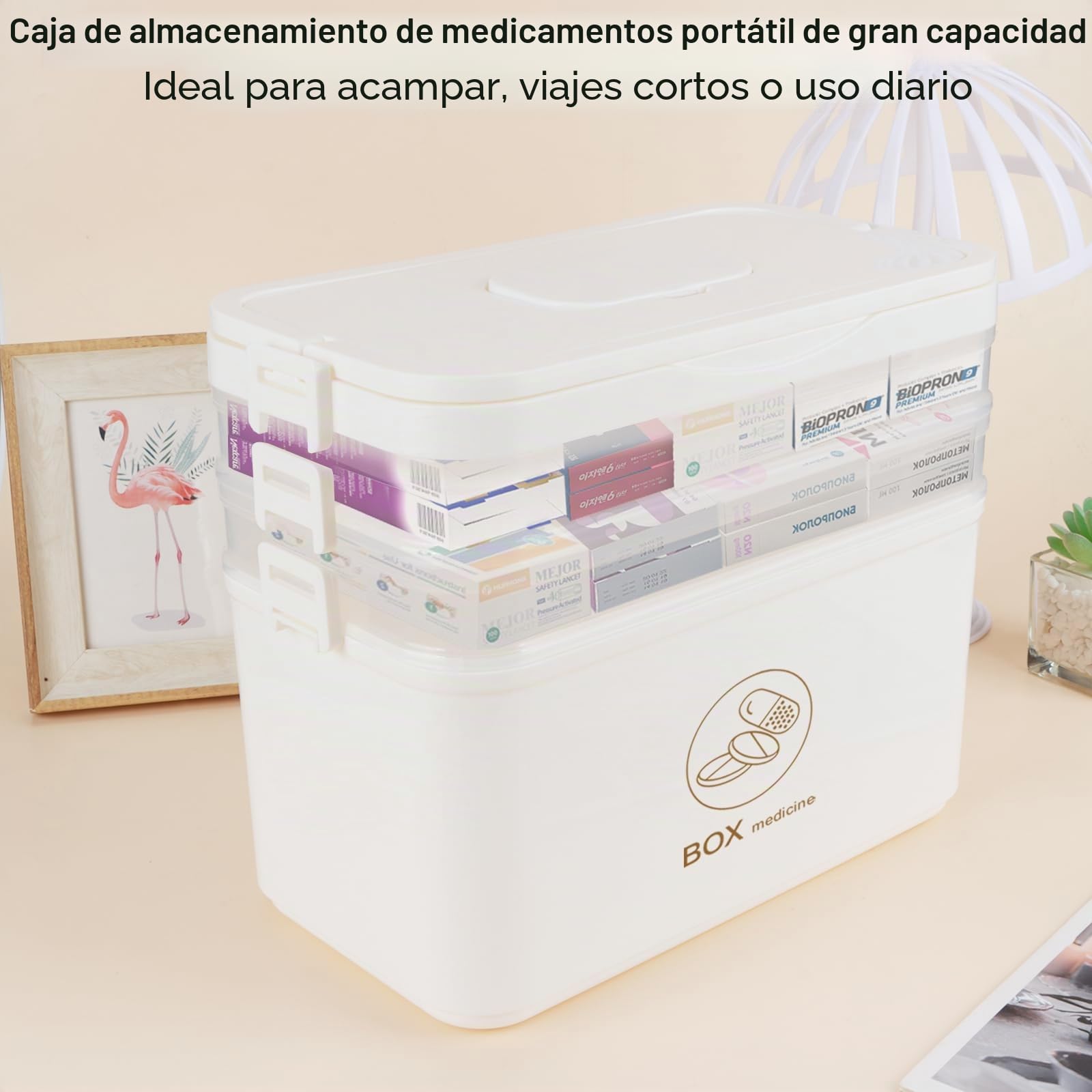 Botiquín Portátil de 3 Niveles para Medicamentos | Caja Organizadora Multifunción con Asa Cómoda, Dimensiones 30x16x24 cm, Ideal para Hogar, Viajes y Emergencias Cotidianas