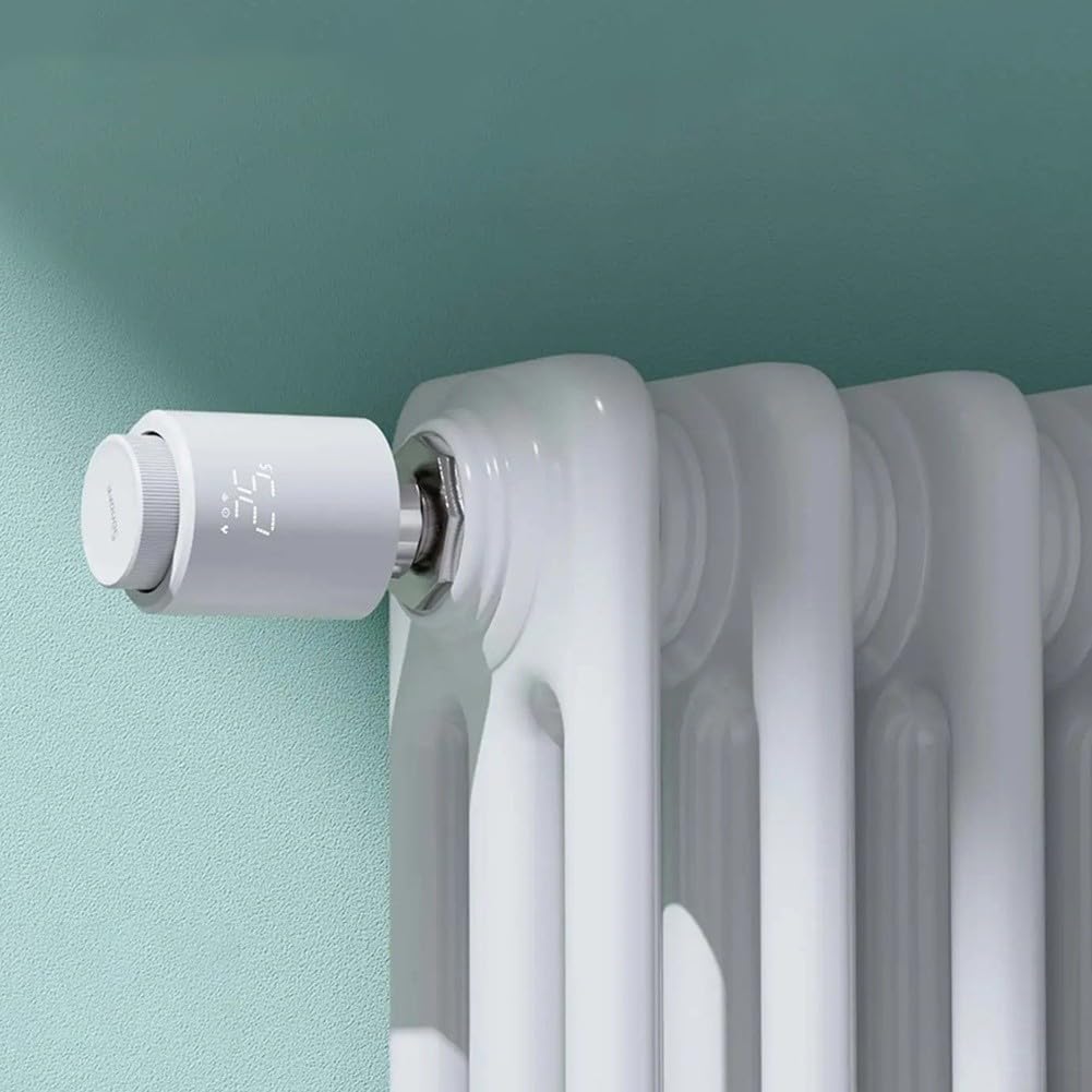 Válvula termostática de radiador Zigbee diseñada para válvulas roscadas M30 x 1,5 mm, soporta protección contra heladas de bloqueo infantil y notificaciones de aplicaciones