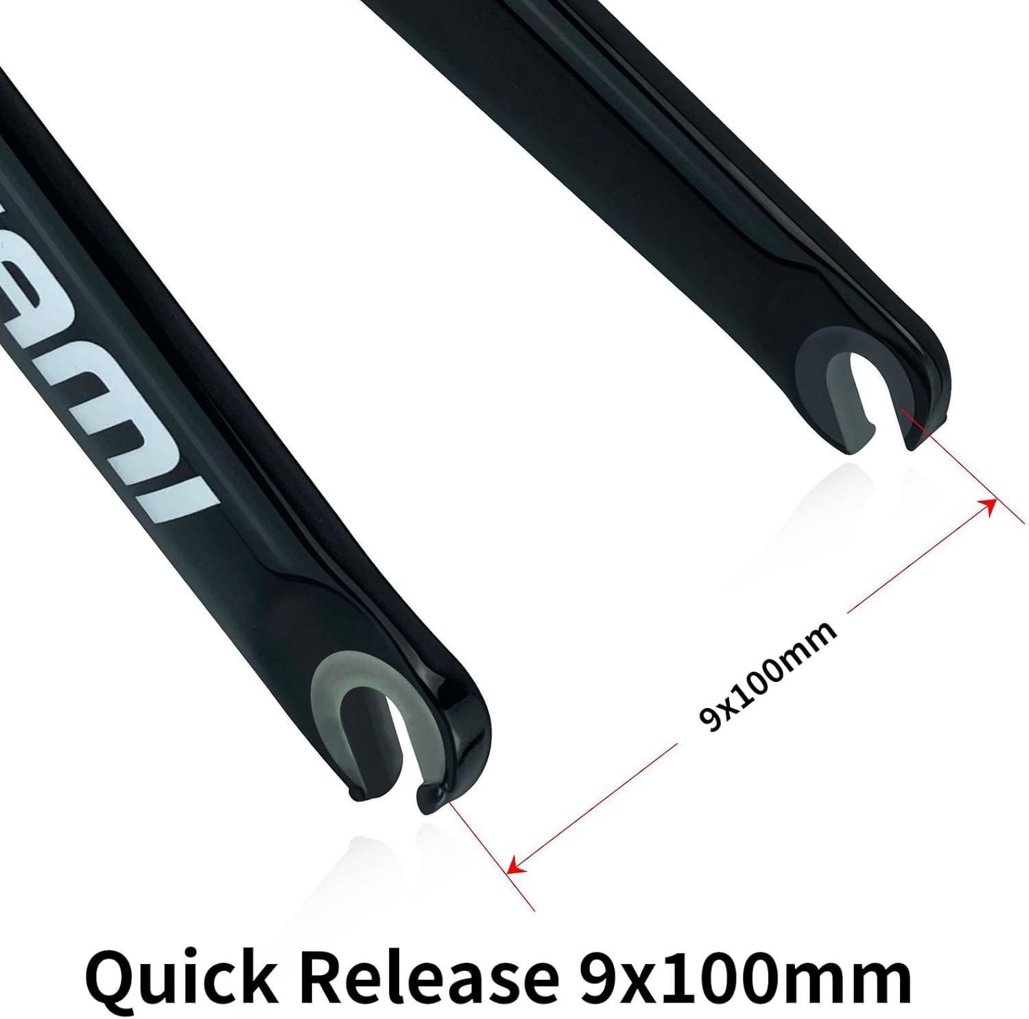 700C Fixed Gear Bike Rigid Fork Carbon Fiber Rim Brake Front Fork 1-1/8'' Straight Tube Quick Release 9 * 100mm Track Bike Hard Fork