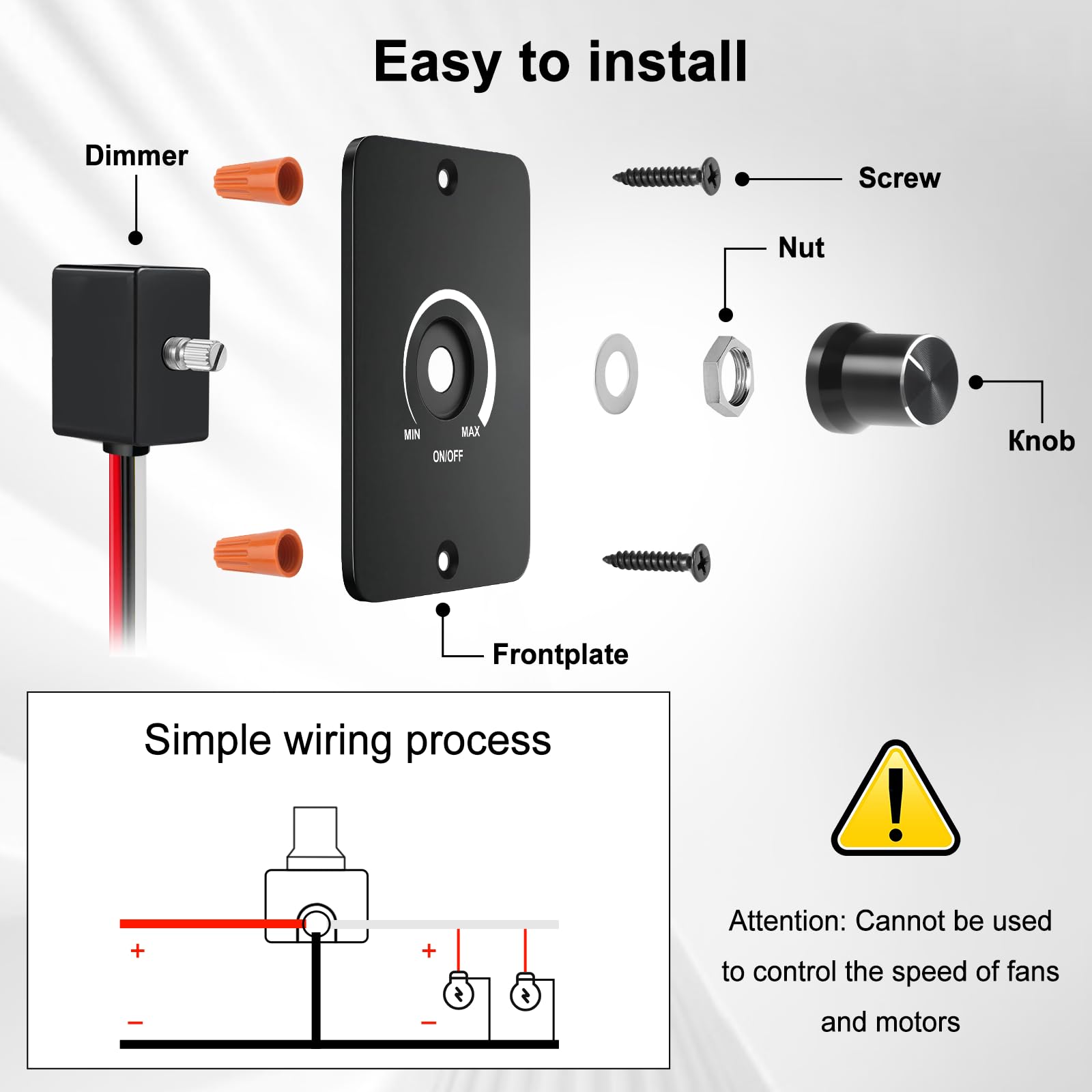 Interruptor Regulador de Luz, Dimmer LED 12V, Regulador intensidad LED Través de la Perilla para Ajustar el Brillo Adecuado, para Tiras de luces, para acampadas, barcos, camiones, caravanas