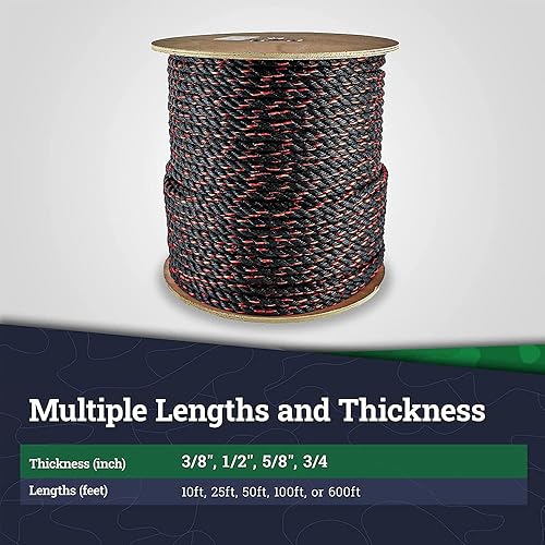 Miniatura 3 de SGT KNOTS California - Cuerda de polipropileno trenzado para correas de carga, amarres, paquetes de equipos, navegación y más (12 pulgada x 50 pies,