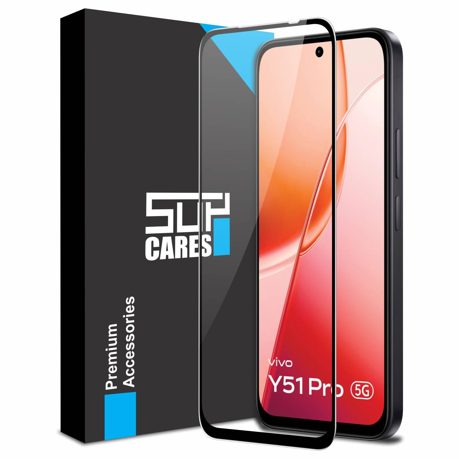 SupCares Tempered Glass for Vivo Y51 Pro (6.75 Inch) With Installation Kit | 9H Edge to Edge Screen Protector | Black