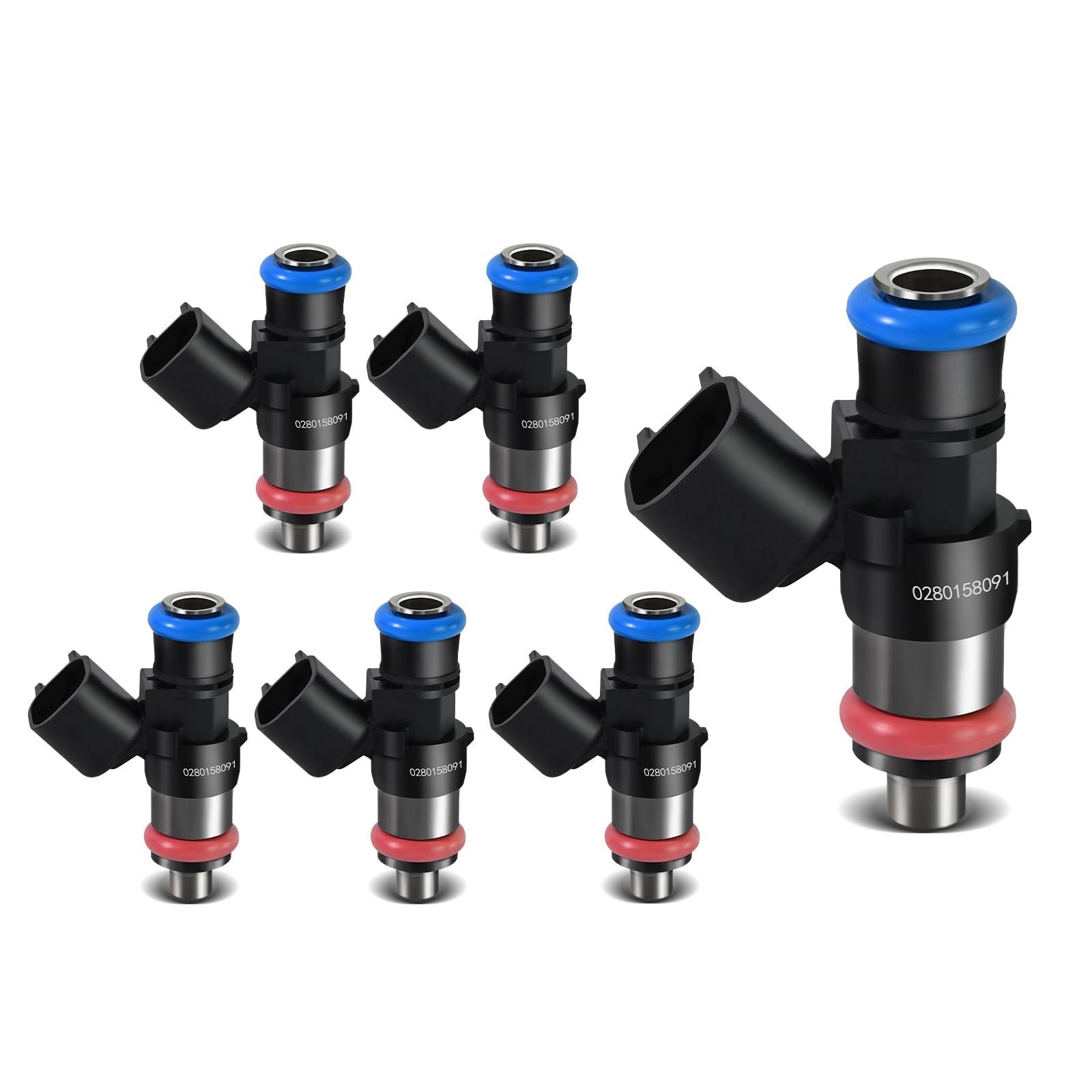 STZJAYE Fuel Injectors 0280158091 3.5L 3.7L Set of 6 Compatible with Ford Edge 2007 2008 2009 2010 2011,for Lincoln MKS 2009-2011,for Mazda 6 2009-