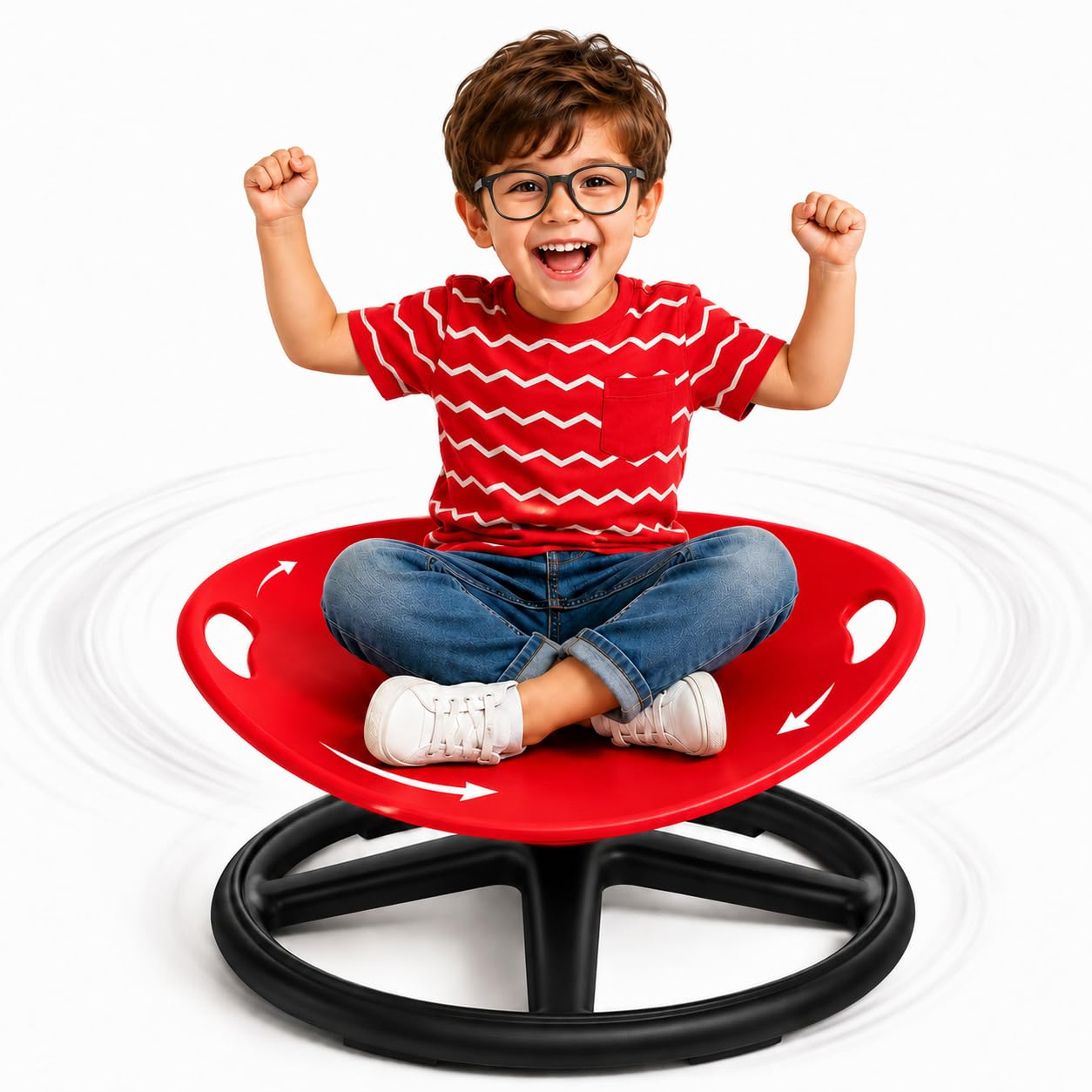 CASABLOOM Sensory Spinning Chair for Autism, Non-Slip Design (Red)