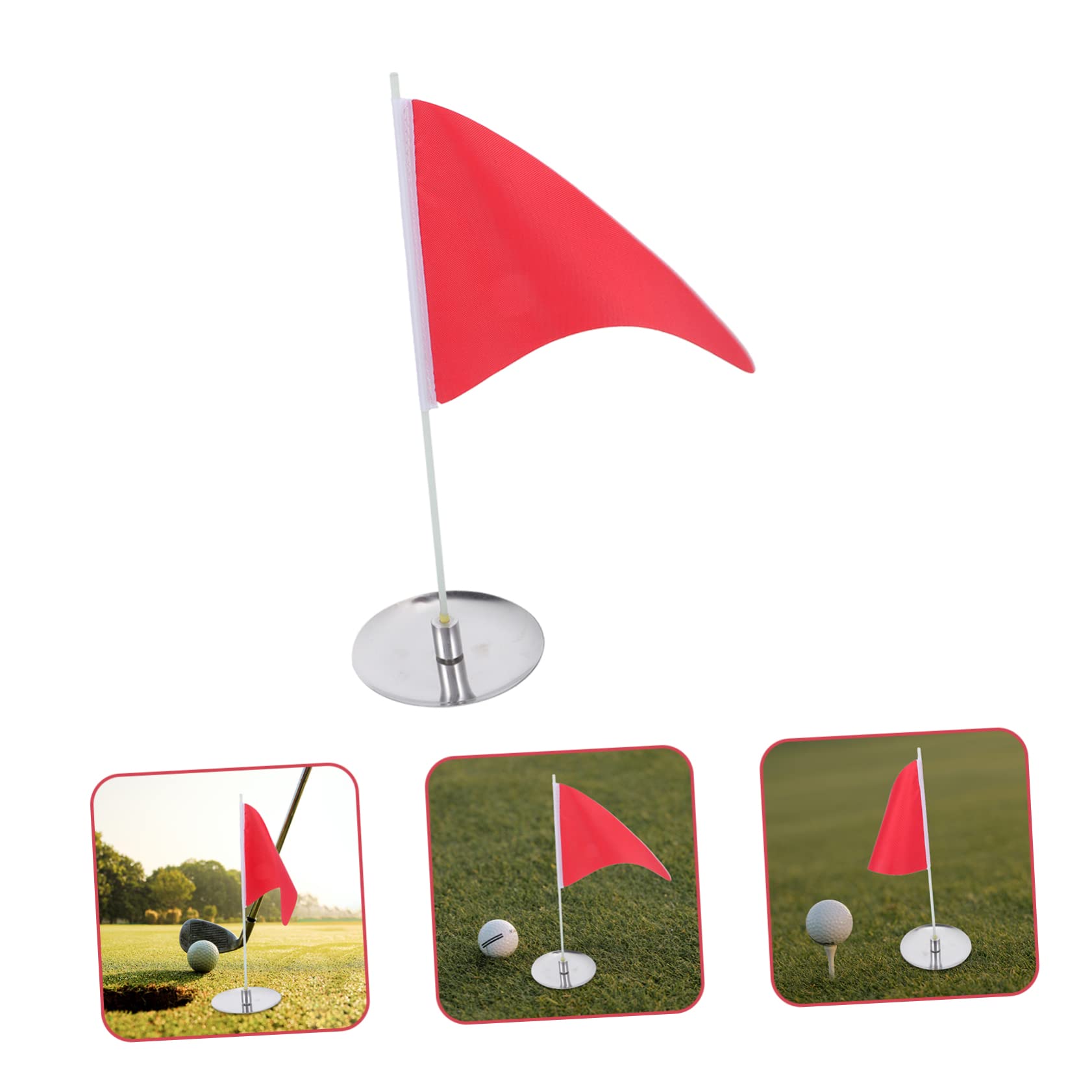 TOBBOMEY 1 Set Golfing Flags Golf Hole Cup Tray Practice Flags Golfing Hole Cup Portable Golf Training Supplies