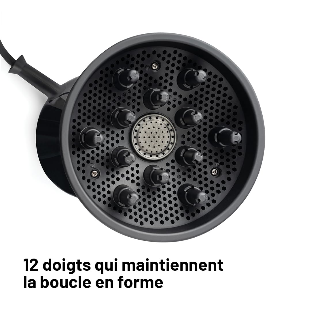 DIFFON - Diffuseur Seche Cheveux - Séchoir Cheveux Bouclés et Ondulés - Technologie Céramique Anti Frisottis - Double Tension Voyage - Accessoire Coiffure Séchage Doux, Définition Naturelle Boucles