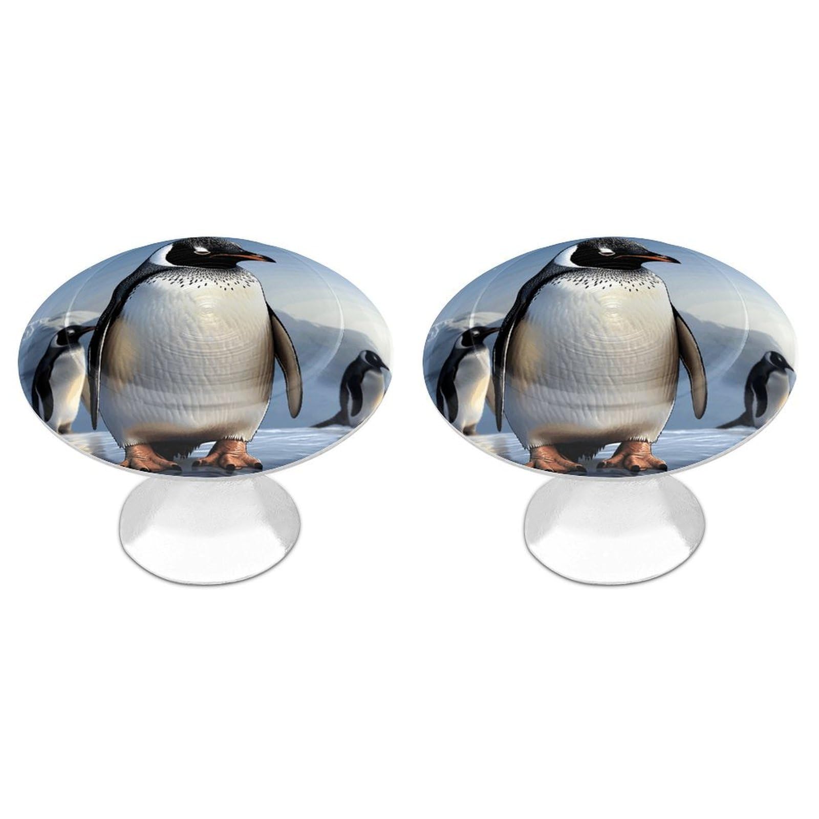 Fekiloot White Penguin Cabinet Knobs For Kitchen Ornament, Round Zinc Decorative Drawer Pulls For Cabinets Trendy, Dresser Drawers Pulls Bathroom Dresser Knob With Screw