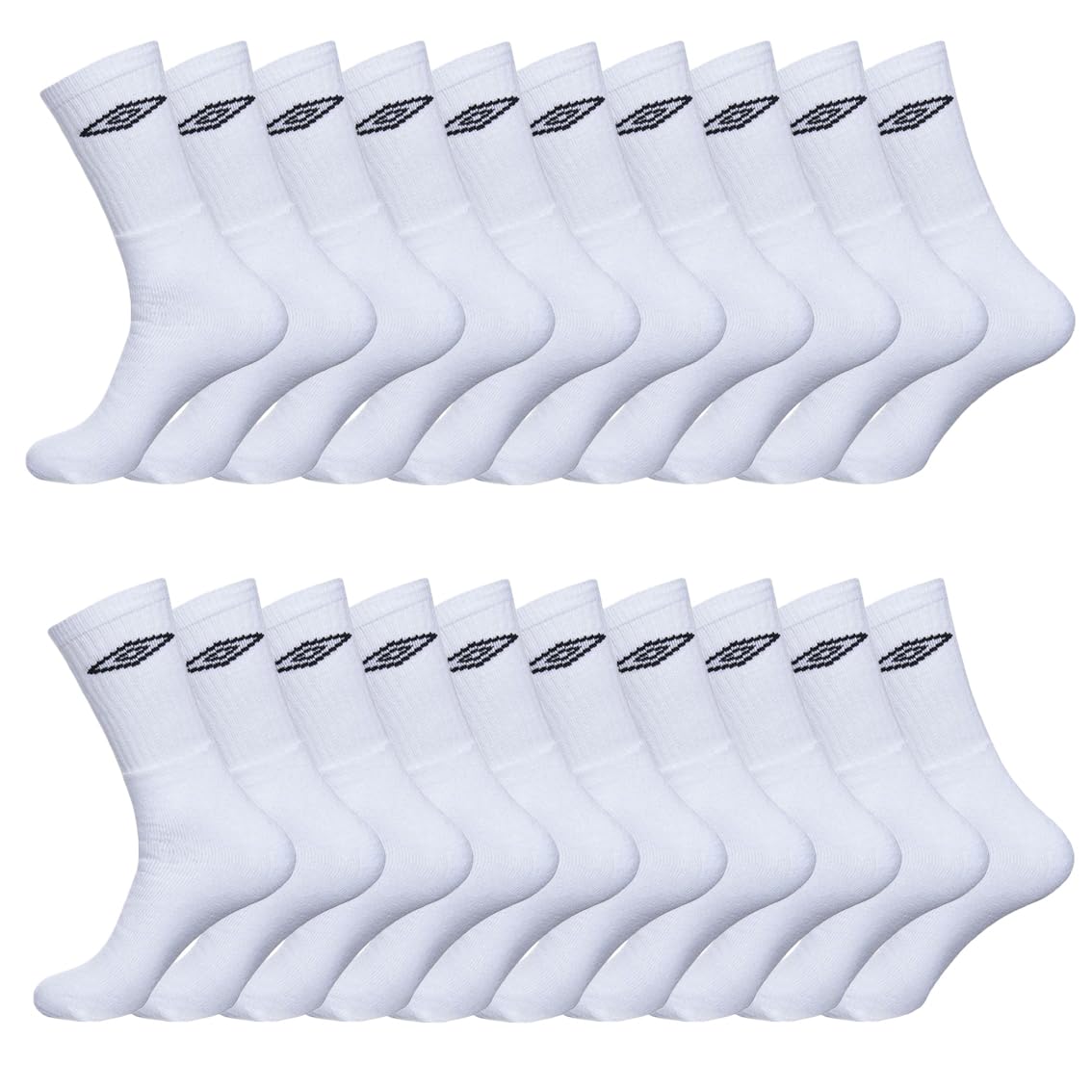 Umbro Calcetines Hombre Transpirable - Paquete de 20 - Calcetines Deporte Hombre, Durables & Cómodos