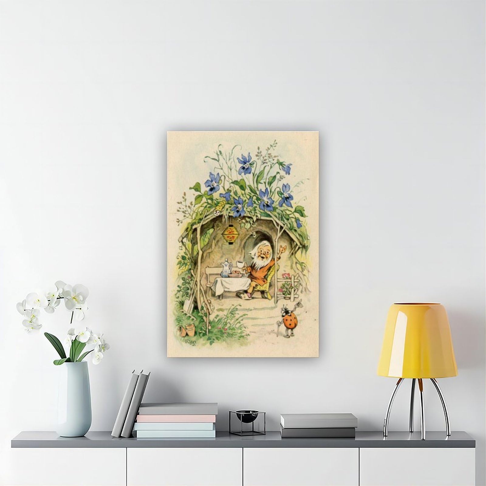 WCYB Fritz Baumgarten - Póster de cuento de hadas vintage con diseño de gnomo para colgar en la pared, 40,6 cm de largo x 61 cm de ancho