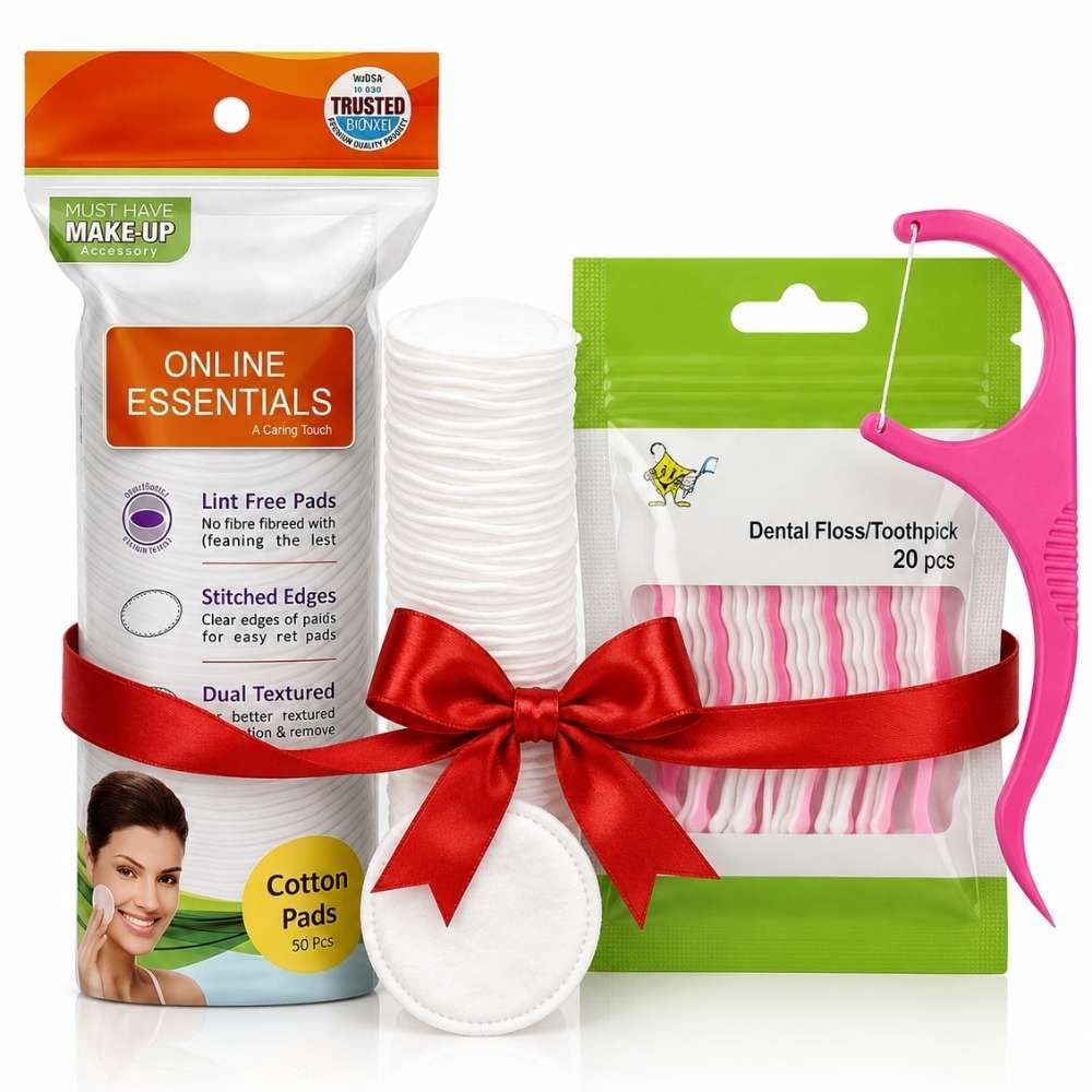 100% Pure Cotton Pads 50 Pcs with Dental Floss Picks 20 Pcs Combo, Ultra Soft Makeup Remover Pads for Face Cleansing & Skincare, Oral Care Floss Toothpick for Teeth Cleaning, Travel Kit-image-22