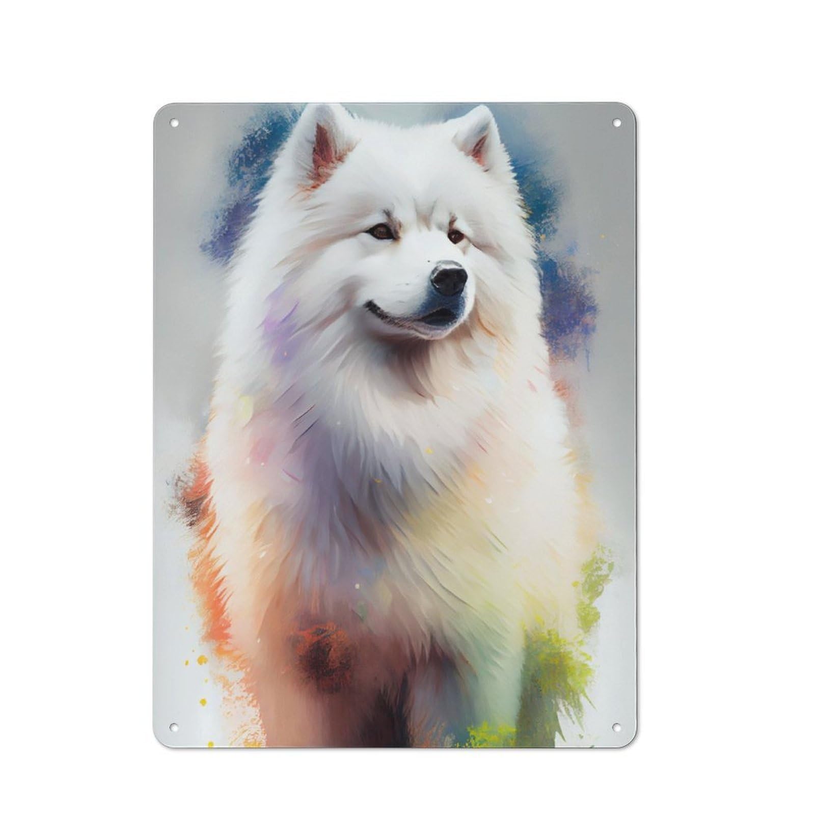 Junmoney Samoyed Drawn Vintage Tin Sign 40X30cm For Garden Room Or Summerhouse, A Housewarming Gift For Outdoor-Room Decor Collectors