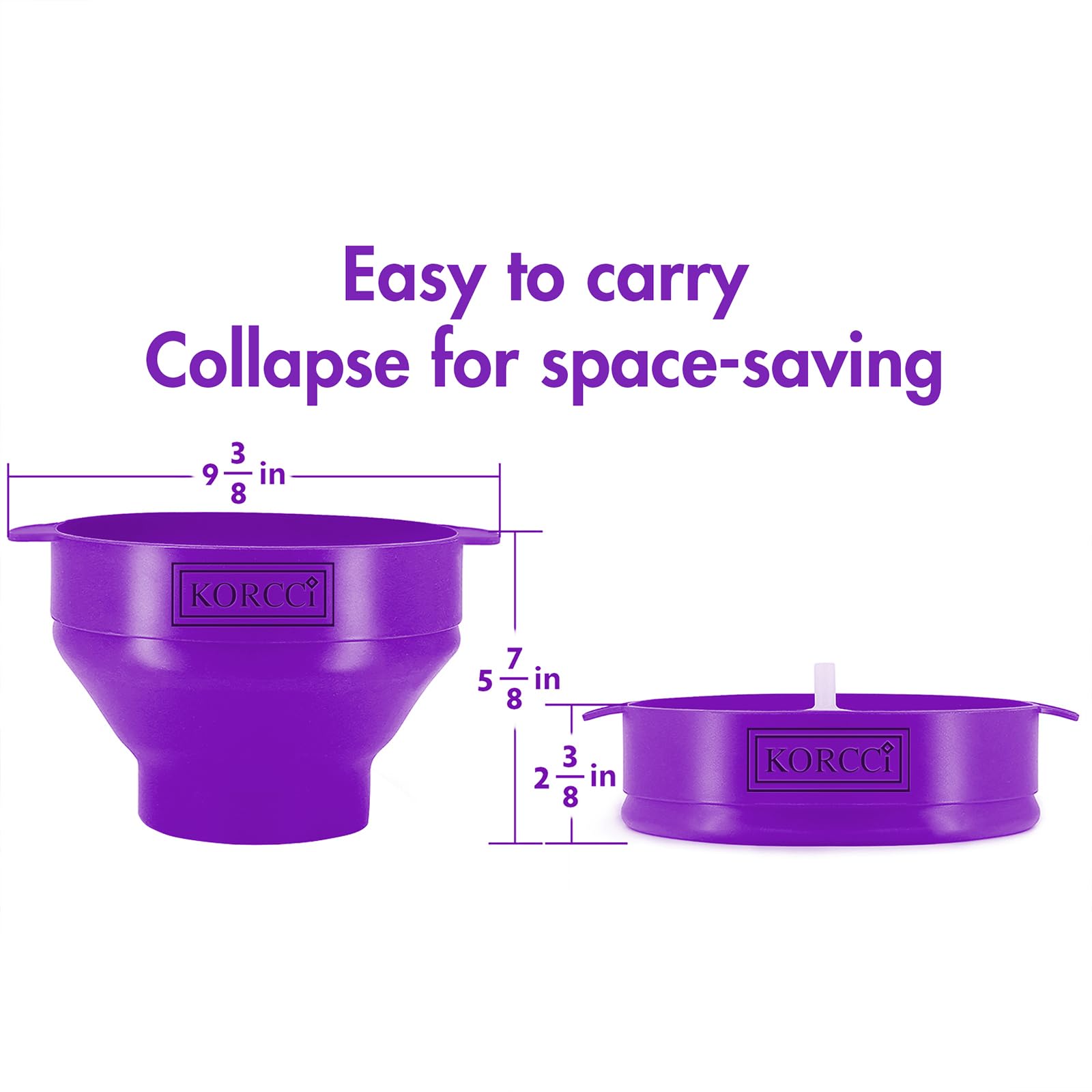 Korcci - Palomitas de maíz de silicona para microondas, cuenco plegable para microondas, no necesita aceite, uso en microondas, apto para lavavajillas (morado)