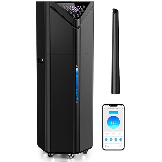 5Gal Humidifiers for Bedroom Large Room up to 2800ft², APP/Remote Control, 60H Supersized Cool Mist Humidifier with Auto 180°Mist Tube, 24H Timer, Top Fill Humidifiers for Home Office Bedroom Plants