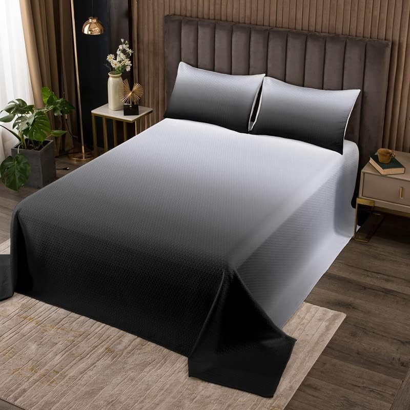 Erosebridal Grey Black Ombre Bedspread King Size Gray White Gradient Quilted Modern Abstract Art Coverlet Set Bedroom Decor Gift Farmhouse Theme Bedspread for Kids Boys Girls Women Men